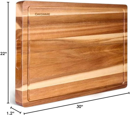 OAKSWARE 16.5" x 13" Acacia Wood Cutting Board, Kitchen Prep Station