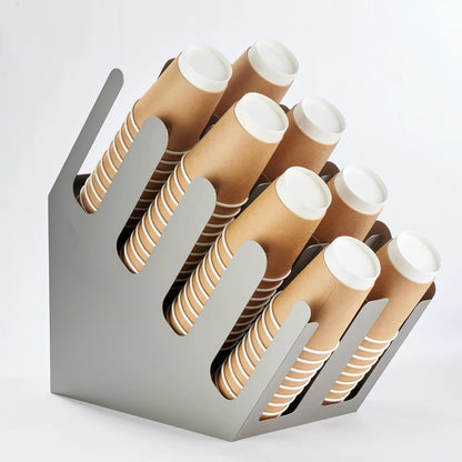 CURTA Paper Cup and Lid Holder, Disposable Paper Cup Dispenser 4 Compartment Coffee Cup and Lid Storage Organizer Holder for Countertop Coffee Station Bar Restaurant Breakroom