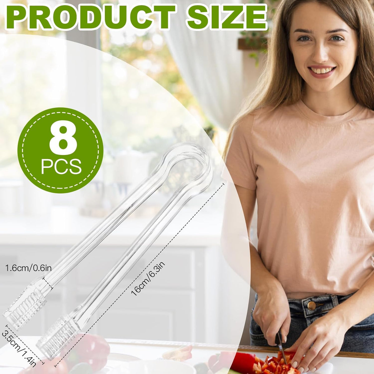 Ninsula Plastic Serving Tongs, 6.3 Inches Disposable Clear Tongs