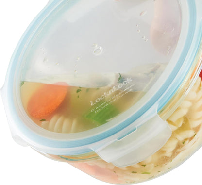 LOCK & LOCK Ovenglass Heat Resistant Glass Round Food Storage Container with Steam Vent, 32.12-oz / 4.02-cup