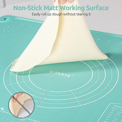 U-Taste Silicone Pastry Mat, Dough Rolling Baking Sheet, 28x20"/Transparent