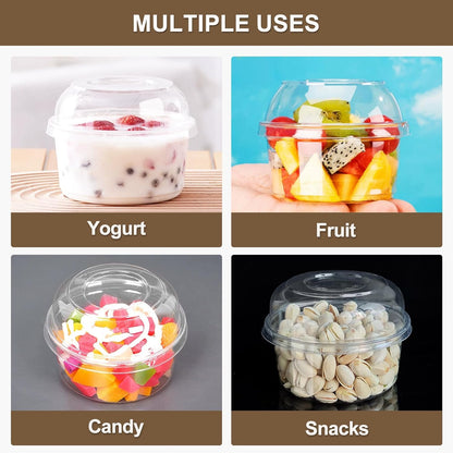 Disposable Food Containers With Lids And Spoons 50 Pack 12 oz Mini Parfait Dessert Cups Take Out Meal Prep Salad Bowls For Lunch, Plastic Ice Cream Bowls Pet, Acai Bowl, To-Go Party Containers(12oz)