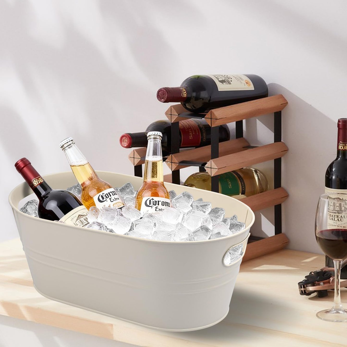 3 Pack 15.3" x 9" x 6" Yellow Metal Galvanized Tub with Handles, 3 Gallon Large Beverage Tubs for Parties, Beer, Wine, and Cocktails, Rust-Proof and Durable Ice Buckets