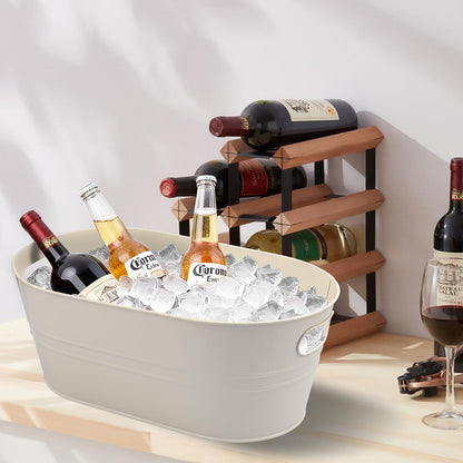 3 Pack 15.3" x 9" x 6" Yellow Metal Galvanized Tub with Handles, 3 Gallon Large Beverage Tubs for Parties, Beer, Wine, and Cocktails, Rust-Proof and Durable Ice Buckets