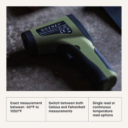 Gozney Infrared Thermometer, Built-in Laser Thermometer with LED Screen