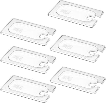 6-Pack Clear Polycarbonate Handled Lids for 1/6 Size NSF Food Pans