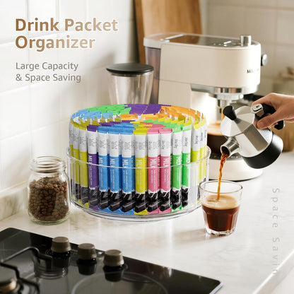 2 Pack Lazy Susan Organizer, 9 inch Rotating Storage Organizer with 4 Removable Bins, Lazy Susan Turntable Organizer for Fridge, Kitchen, Vanity, Cabinet