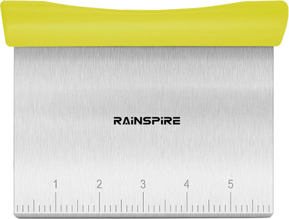Rainspire Bench Scraper, Stainless Steel Dough Scraper, Pastry Scraper, Pizza and Dough Cutter Multi-Purpose Scraper/Chopper, Pizza Cutter Food Chopper Baking Supplies Kitchen Gadgets, Black
