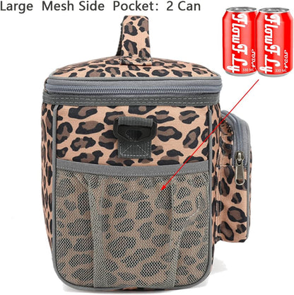 FlowFly Insulated Reusable Lunch Bag Adult Large Lunch Box for Women and Men with Adjustable Shoulder Strap,Front Zipper Pocket and Dual Large Mesh Side Pockets,Cherry - Colors A