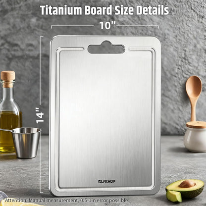 100% Pure Titanium Cutting Boards with Juice Groove, Metal Chopping Boards for kitchen Double-Sided Non-Toxic Cutting Borad Meat, Vegetables and Fruits, Dishwasher Safe, Grey (18 * 12in）