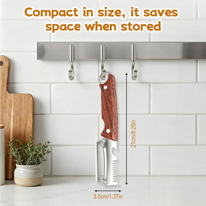 3 in 1 Multifunctional Vegetable Peeler, Heavy Duty Stainless Steel Peeler with Ergonomic Handle, Built-in Bottle Opener, Julienne Peeler & Hanging Hook, Smooth Peeling for Vegetables, Fruits (2 Pack)