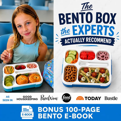 kinsho Lunch Box for Kids Boys Girls - Bento Box Set with Insulated Bag and Ice Pack, 6 Compartment Leak Proof Food Container, BPA-Free, Microwave Safe, Ideal for School & Work, Teal