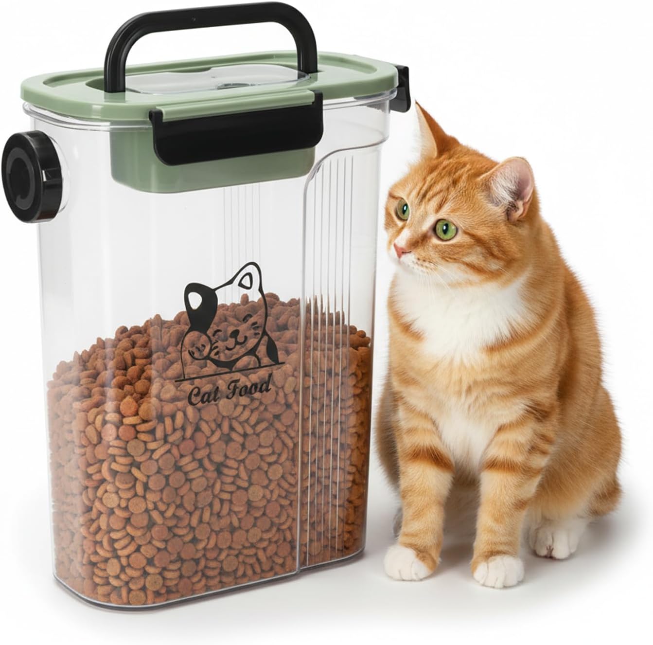 Cat Food Storage Container,Pet Food Storage Bin with Side Pouring Spout and Handle,4lb Cat Treat Containers Dry Food,Airtight BPA Free Portable Cat Food Holder Storage for Oatmeal,Rice,Flour