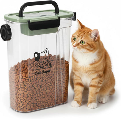 Cat Food Storage Container,Pet Food Storage Bin with Side Pouring Spout and Handle,4lb Cat Treat Containers Dry Food,Airtight BPA Free Portable Cat Food Holder Storage for Oatmeal,Rice,Flour