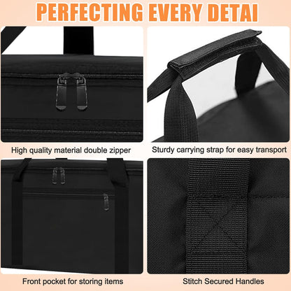 Grill Tool Storage Bag, Outdoor BBQ Utensil Storage with Pockets for BBQ Tools up to 22", Large Grilling Utensil Holder Storage Caddy, Barbecue Tool Sets Case for Camping Picnic,Bag Only,Black