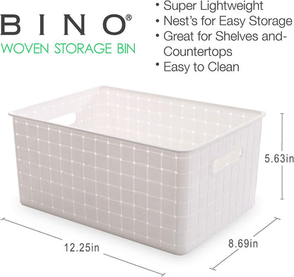 BINO | Plastic Storage Baskets Large - Black | THE STABLE COLLECTION | Multi-Use Storage | Rectangular Cabinet Organizer | Baskets For Organizing with Handles | Home Office Organization and Storage