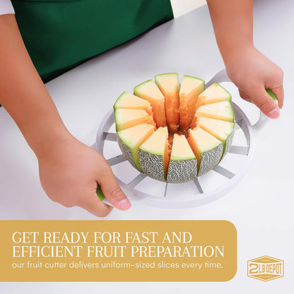 2LB Depot Watermelon Slicer - Versatile Melon Slicer and Fruit Divider with 12-Blade Uniform - Stainless Steel Blades - Easy-to-Use Handheld Cutting Tool - White & Green - 14.56Wx12.59Hx2.75L