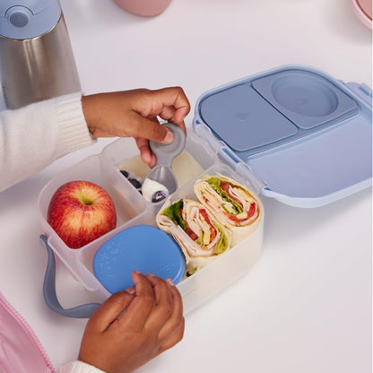 b.box Mini Lunch Box 2-Pack, Leak Proof Bento Box for Kids, 3 Compartment Snack Containers Ages 3+, Lunchbox for Daycare + School, Dishwasher Safe, BPA-Free, PFAS-Free, 4.25 Cup - Blue + Green