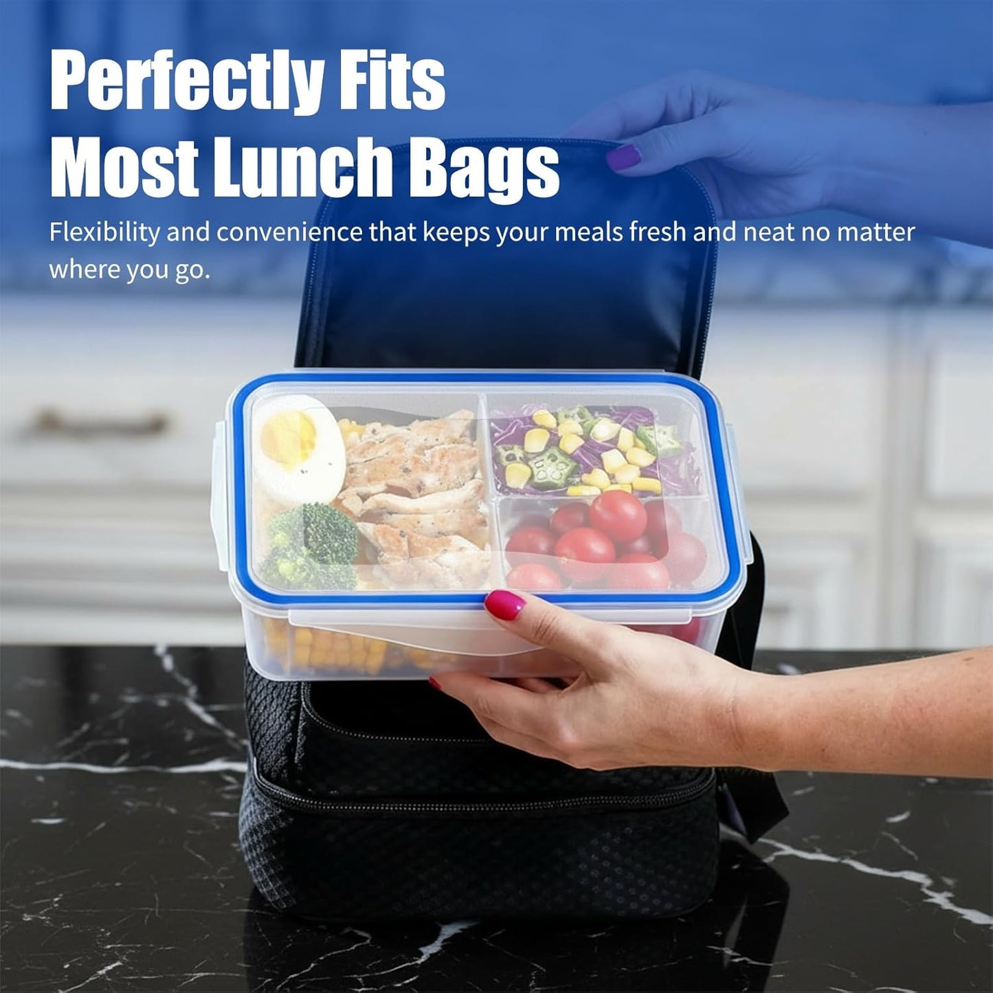 KIGI Airtight Reusable Meal Prep Containers, Leak-Proof & Stackable, 4-Sided Locking Lids, Ideal for Food Storage, Lunch & Leftovers, Microwave, Freezer & Dishwasher Safe, 39 oz, 4.8 Cup, 12 Piece Set