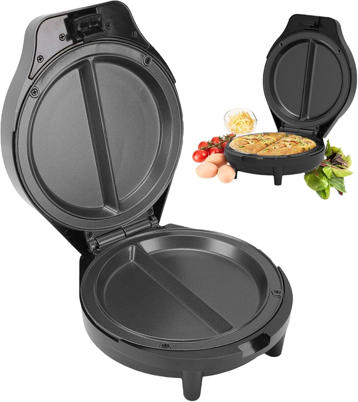 1000W Dual Zone Non Stick Omelet & Frittata Maker, 8-Inch (US Plug