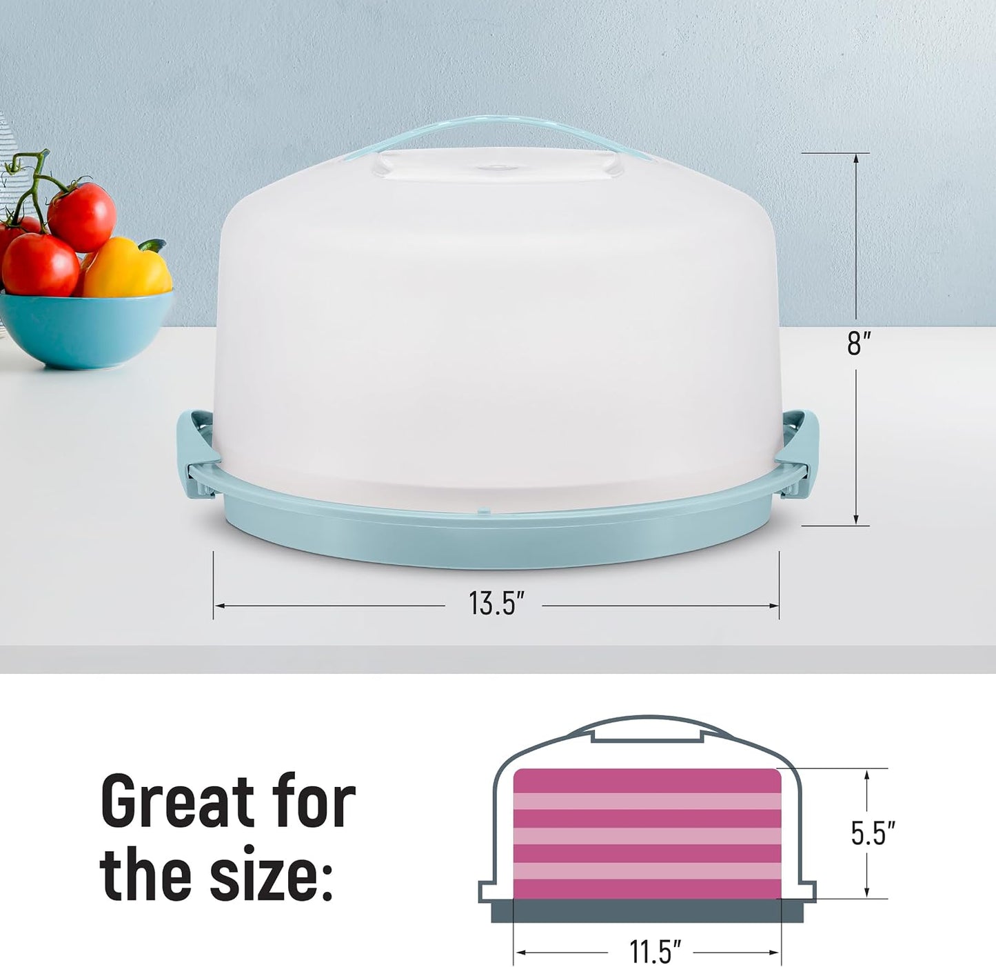Tribello Extra Large Cake Storage Container, Cake Carrier With Handle Holds Cake 12 X 12 X 5 (Being)