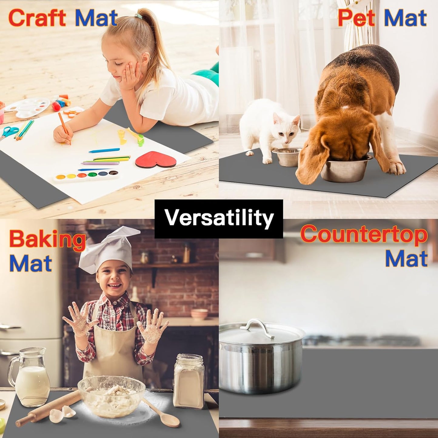 Silicone Mats for Kitchen Counter, 47.3"x23.6"x0.08" Largest Heat Resistant Mat Kitchen Island Waterproof 2MM Thick Countertop Protector Mat Nons-slip Extra Large Counter Mat (Black)