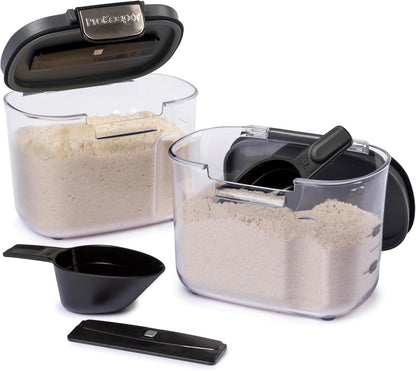 Progressive International ProKeeper+ Clear Plastic Airtight Food Baker's Kitchen Storage Organization Container Canister Set with Magnetic Accessories, 2- Piece Set (Flour 4-Quart)