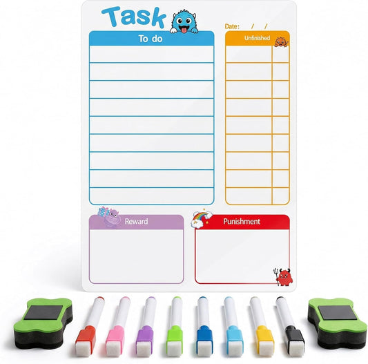 Li&Zhao Weekly Magnetic Menu Board for Refrigerator - 16x12 in Weekly Menu Board Fridge Calendar with 8 Color Markers - Magnetic Menu Board for Fridge for Meal Planning, Family Schedule Organizer