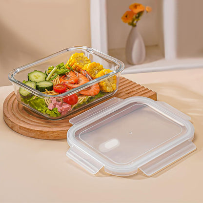 Glass Food Storage Containers Clear35 Oz2 Pack Set with Airtight Snap-Lock Lids Rectangular BPA-Free for Meal Prep and Leftovers