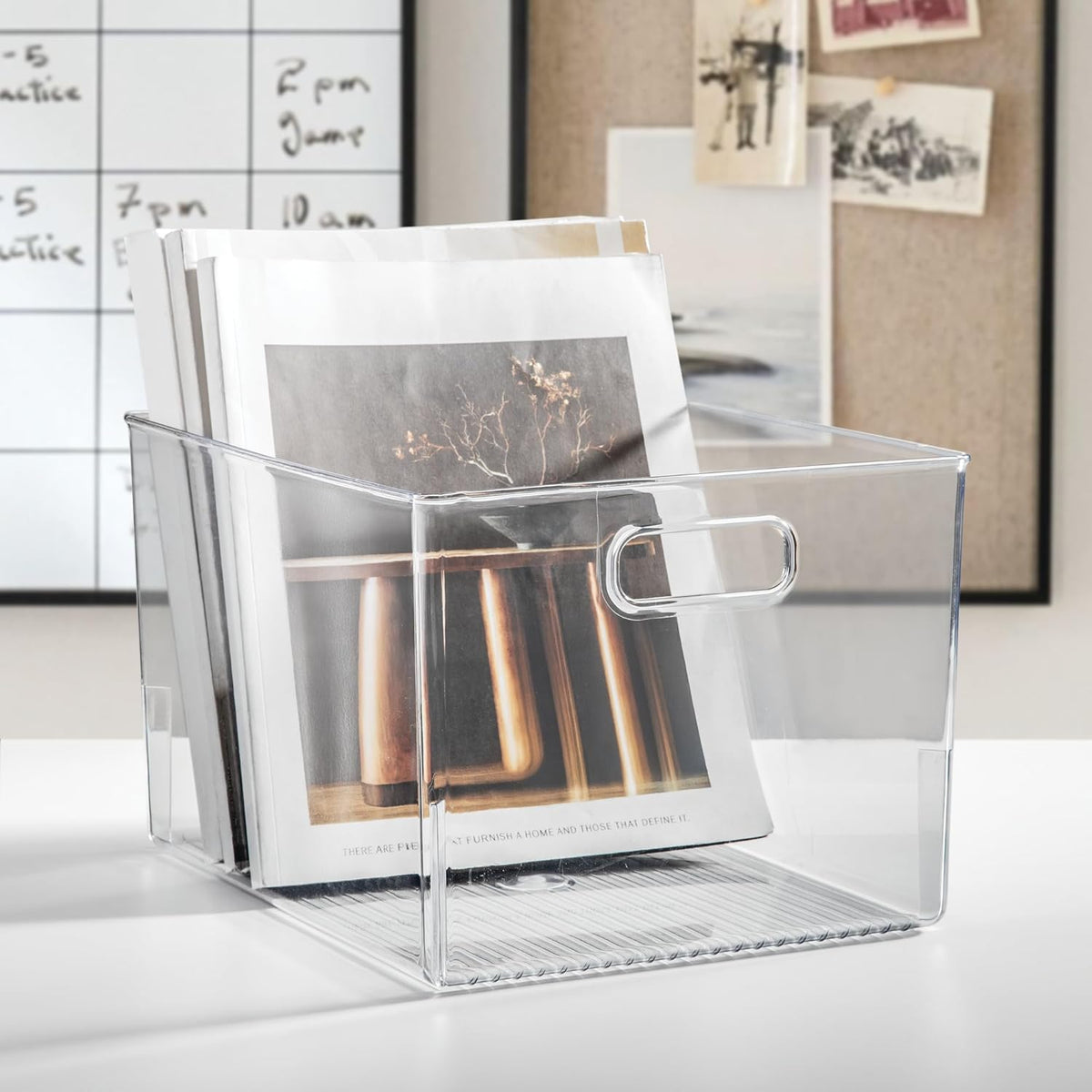 iDesign Storage Bin with Handles, 12" x 10" x 8", Clear | For Kitchen, Pantry, Cabinet, Nursery, Crafts
