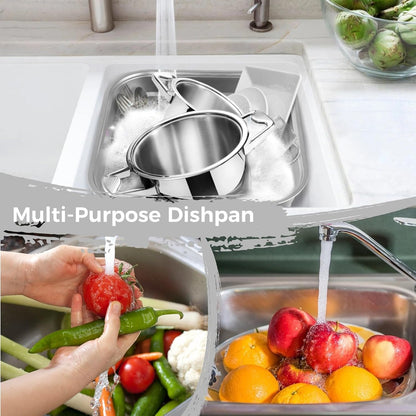 yeesport 2-in-1 Washing Up Bowl Set, Stainless Steel Dish Tub with Colander, Fruit Vegetable Washing Basin, Multi-purpose Bowl Kit for Washing and Draining Rice, Pasta, Food Strainer Mixing Bowl