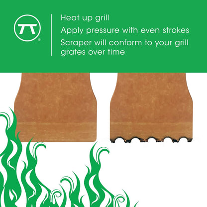 Outset Verde Wooden Grill Scraper, Small Grate Cleaner, No Grooves