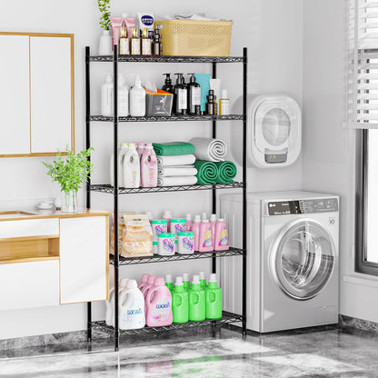 Whitmor 2-Wire Shelving Unit, Metal Storage Shelves, Stacking Shelf with Basket, Easy Assembly Home Organizer for Pantry, Kitchen, Garage, Plant