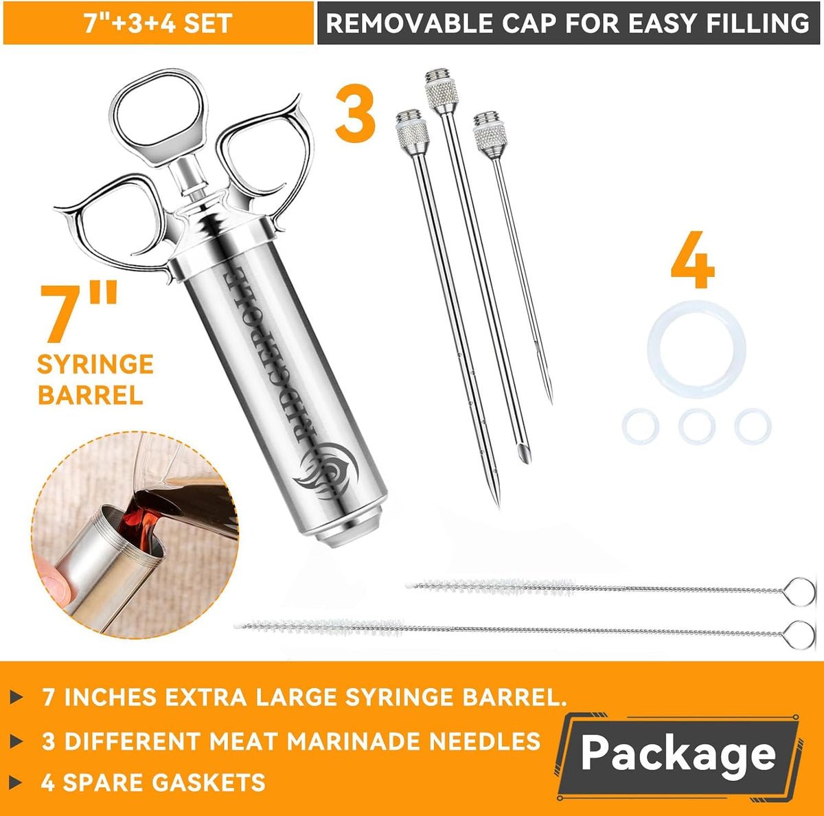 Meat Injector, Marinade Injector with 3 Marinade Needles