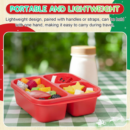 Honeydak 5 Pack Snack Containers 3 Compartment Bento Snack Boxes Divided Meal Prep Containers with Lids Reusable Adults Lunch Food Storage Box for School Work Travel(Elderberry)