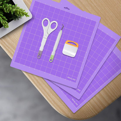REALIKE 12x12 Light Cutting Mat Compatible with Cricut Maker 3/Maker 4/Maker/Explore 3/4/Air 2/Air/One(3 Mats), Gridded Adhesive Non-Slip Cut Mat for Crafts, Quilting, Sewing and All Arts
