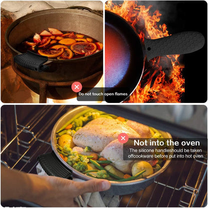 Silicone Hot Handle Holder, Heat Resistant Potholder Cookware Handle Cast Iron Skillets Handles Grip Covers for Cast Iron Skillet