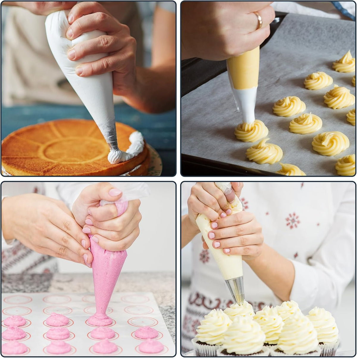 Engorgio Disposable Mini Piping Bags 8 inch Pastry Bag Pastry Crimpers Small Piping Bags Disposable Pastry Bags For Cake Macarons Dessert Decorations Cookies Baking Cupcakes (Clear)