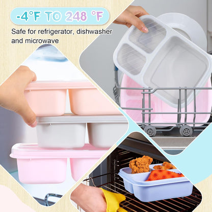 Honeydak 5 Pack Snack Containers 3 Compartment Bento Snack Boxes Divided Meal Prep Containers with Lids Reusable Adults Lunch Food Storage Box for School Work Travel(Elderberry)