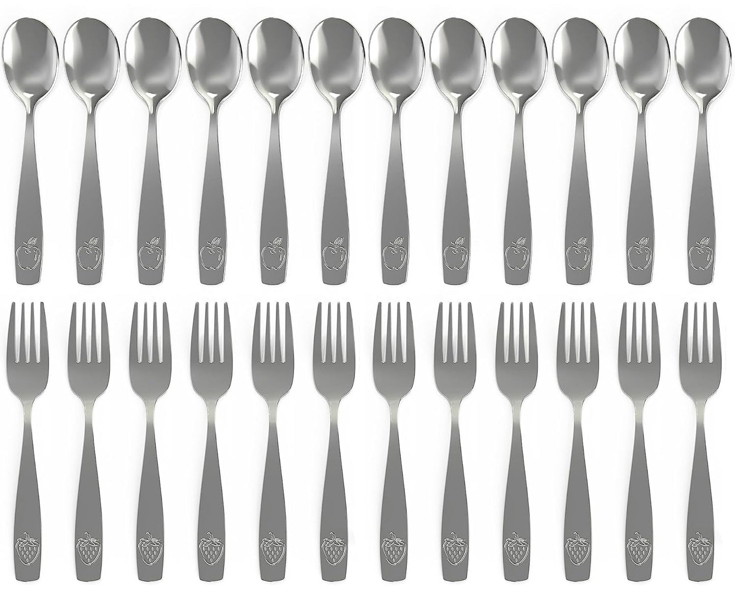 CHILLOUT LIFE Stainless Steel Kids Silverware Set 15 Pieces - Child and Toddler Safe Flatware - Kids Utensil Set - Metal Kids Cutlery Set Includes 5 Small Kids Spoons, 5 Forks & 5 Knives