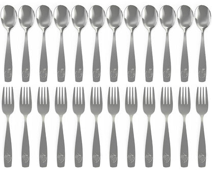 CHILLOUT LIFE Stainless Steel Kids Silverware Set 15 Pieces - Child and Toddler Safe Flatware - Kids Utensil Set - Metal Kids Cutlery Set Includes 5 Small Kids Spoons, 5 Forks & 5 Knives