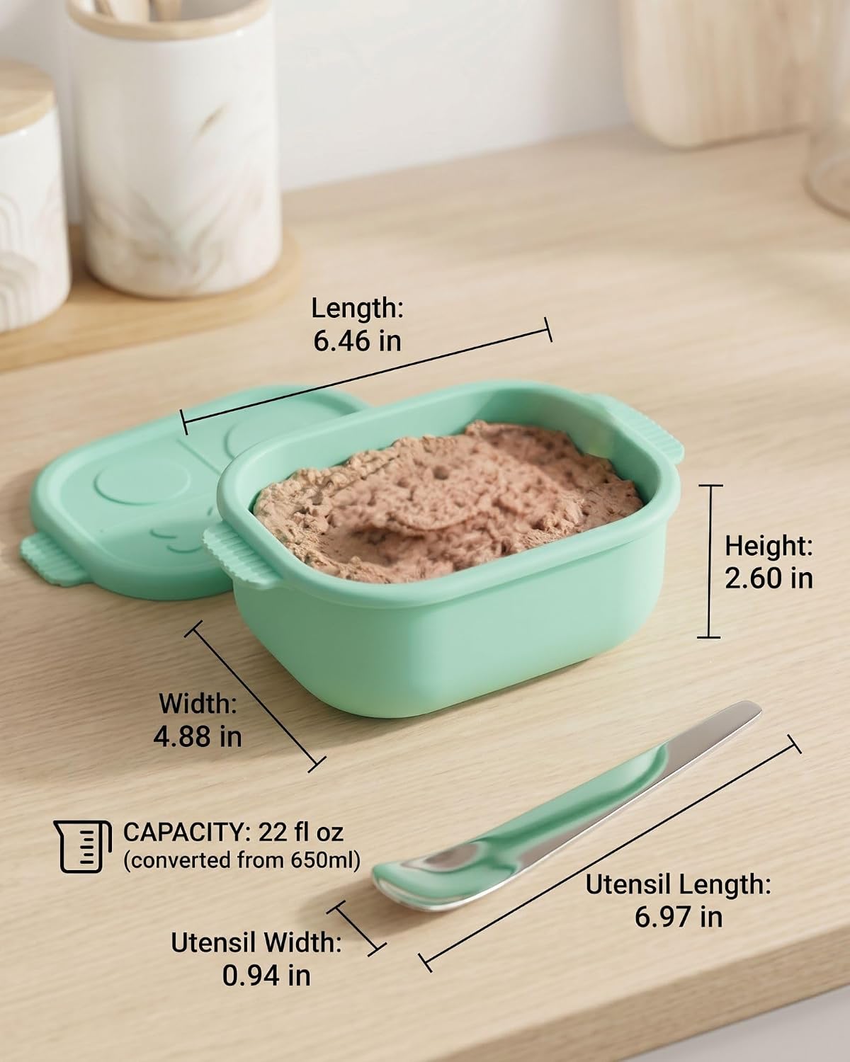 2ME Airtight Pet Wet Food Storage Containers with Lids (4-Pack, 12oz) - Silicone Meal Prep Kit for Dog & Cat Food - Freezer, Microwave & Dishwasher Safe - with Stainless Steel Scoop
