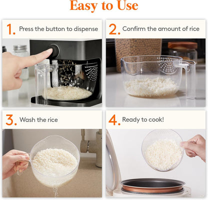 Lifewit Rice Dispenser 25 Lbs(11.3kg), Rice Storage Container Sealed Moisture Proof with Measuring Cup for Kitchen Pantry Household, BPA-Free, 1 Pack Grey