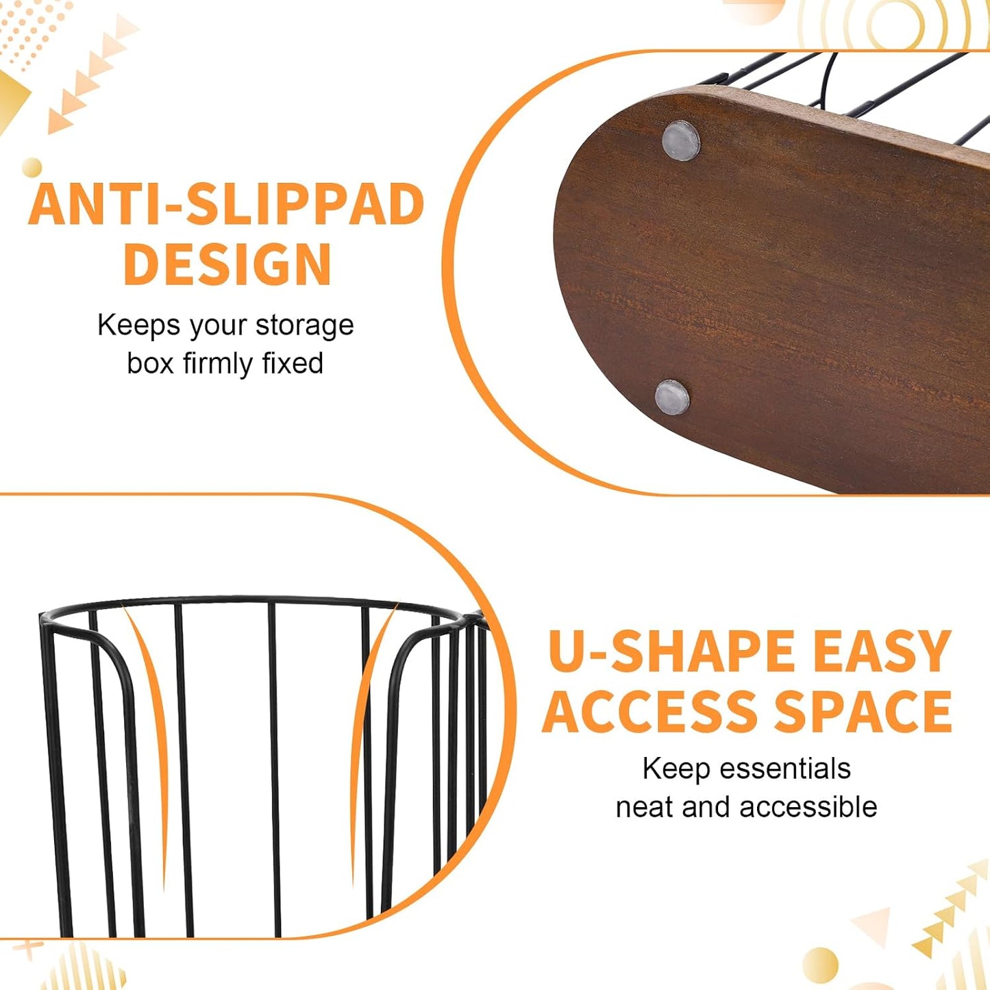 Coffee Cup and Lid Holder with Wooden Base, 3-Slot Coffee Station Organizer Dispenser for Paper Plastic Cups, Lids & Straws, U-Shape Metal Wire Coffee Bar Storage for Countertop, Office, Kitchen