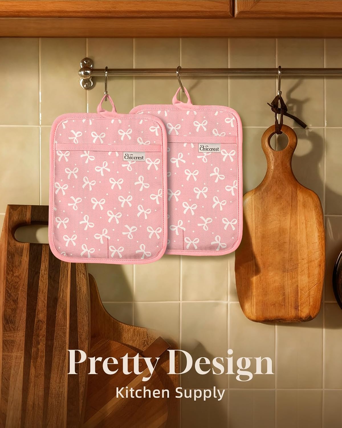 100% Cotton Potholders Textured Soft Silicone Grip Daisy Gingham