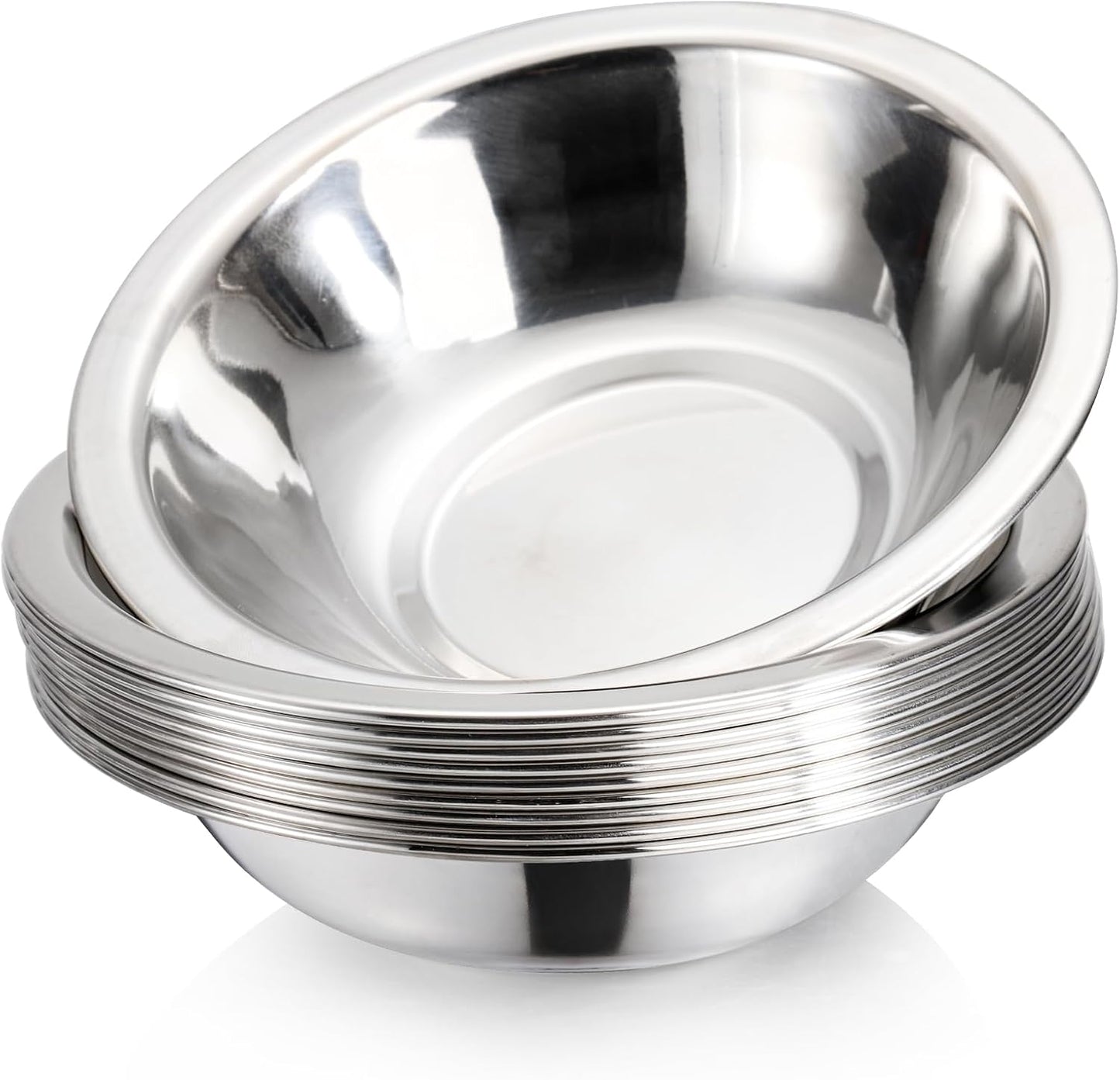 Okllen 10 Pack Small Stainless Steel Bowls, 6 1/2 Inch Wide Kitchen Metal Bowl with Flat Base, 3/4 Quart Prep Bowls for Meal Prep, Cooking, Serving, Baking
