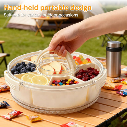 Snackle Box Taco Bar Serving Set for a Party - Divided Lazy Susan Serving Tray - Taco Tuesday Kit - Chip and Dip Serving Set for Party - PET Rotating Appetizer Serving Tray (12"x3.9")