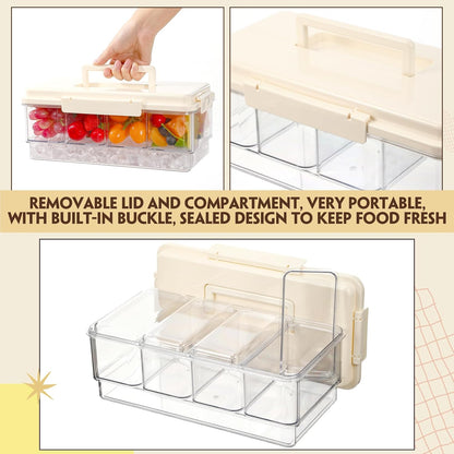 Chilled Condiment Caddy with Handle 4 Containers Taco Bar Serving set for a Party 1 Tong, 1 Ice Scraper, 4 Metal Forks, 20 Spoons for Mimosa Bar Supplies Accessories(Pink)
