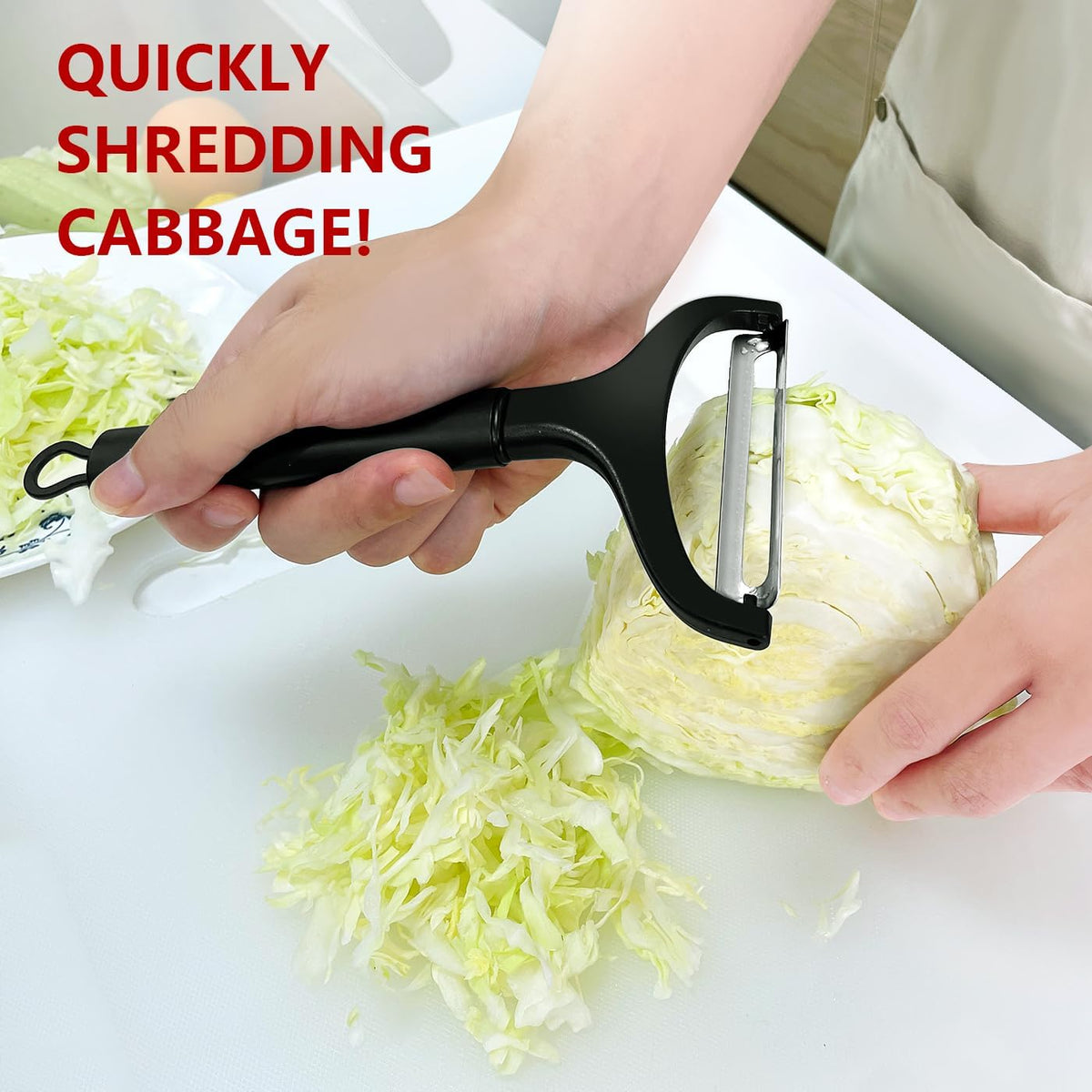LHS Cabbage Peeler for Kitchen, Wide Mouth Vegetable Peeler, Stainless Steel Fruit Shredder Slicer with Non-Slip Handle and Sharp Blade