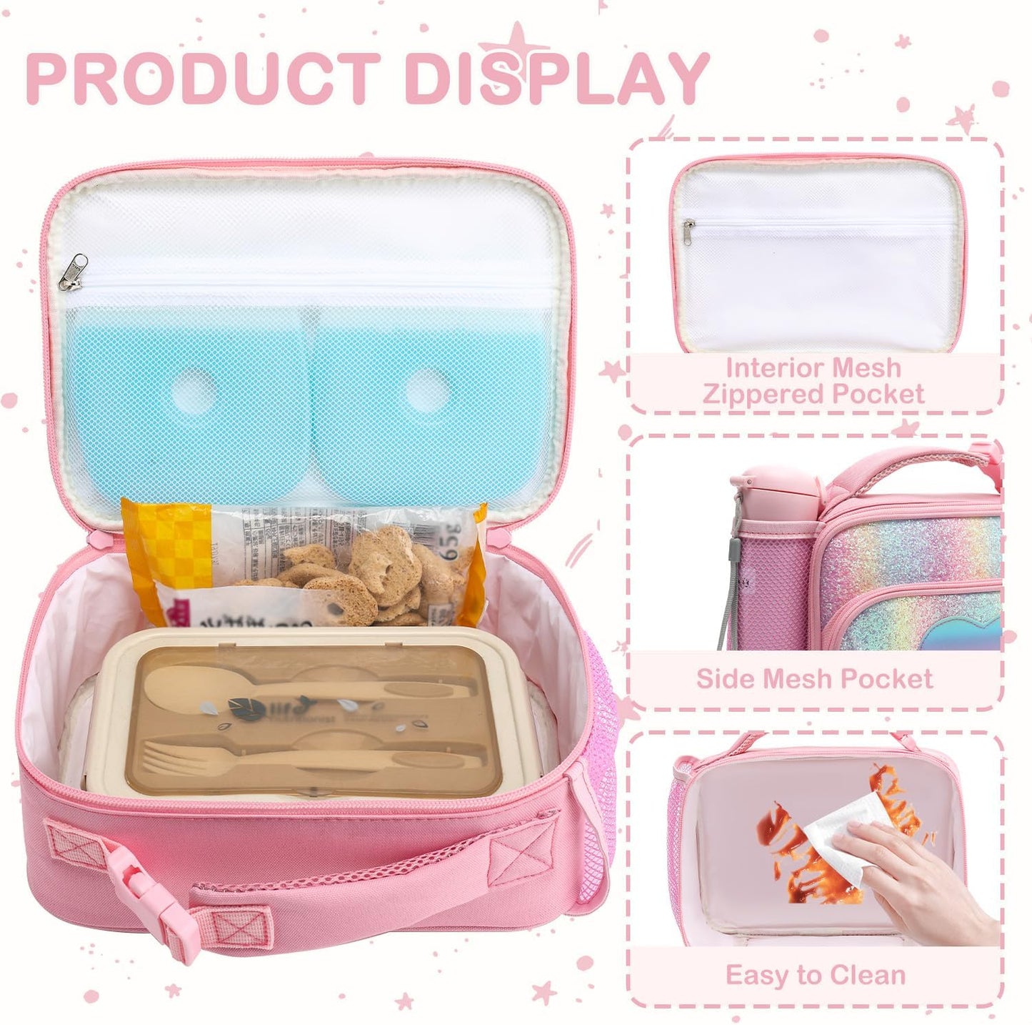 FlowFly Kids Lunch box Insulated Soft Bag Mini Cooler Back to School Thermal Meal Tote Kit for Girls, Boys, Astronaut - Colors A